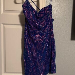 Windsor Blue and Purple Formal Mini Dress